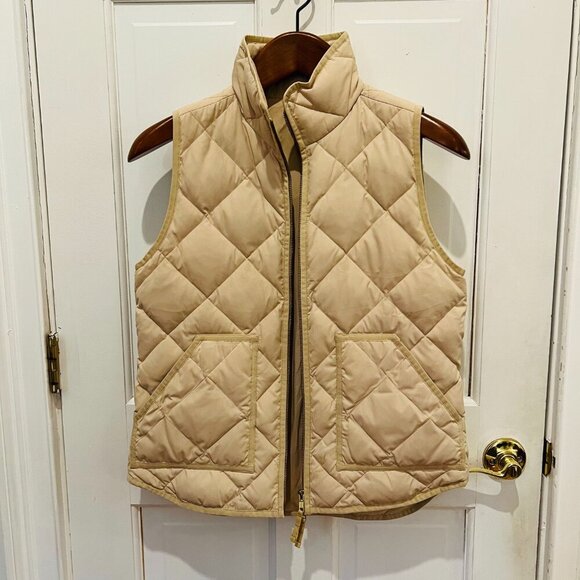 J.Crew Quilted Puffer Down Vest Beige size Small - Picture 11 of 16